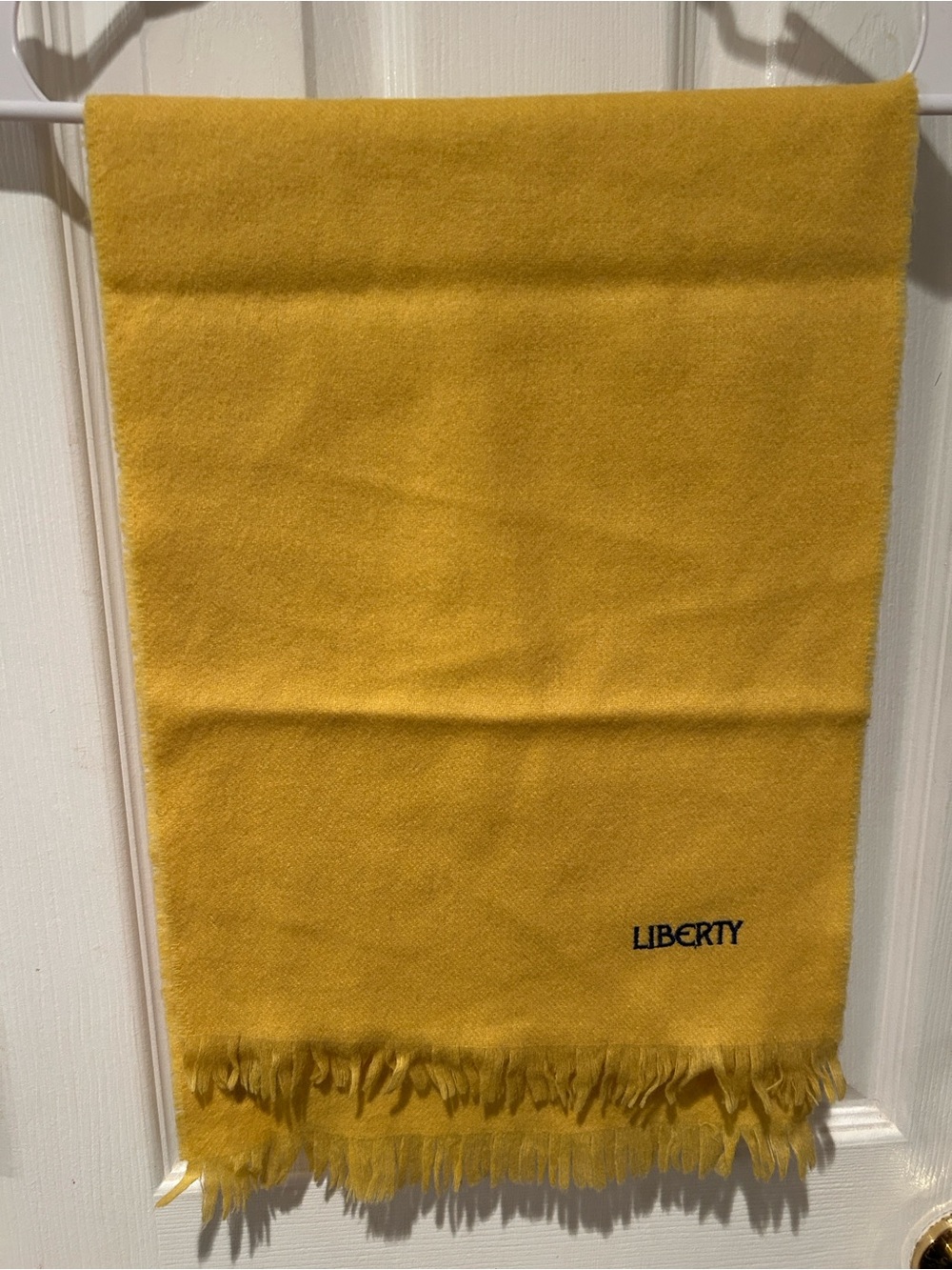 Liberty of London Yellow Fringed Wool Scarf
